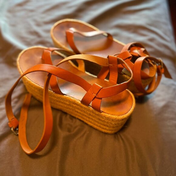 Isabel Marant Brown Leather Platform Espadrille Sandals - Picture 5 of 5